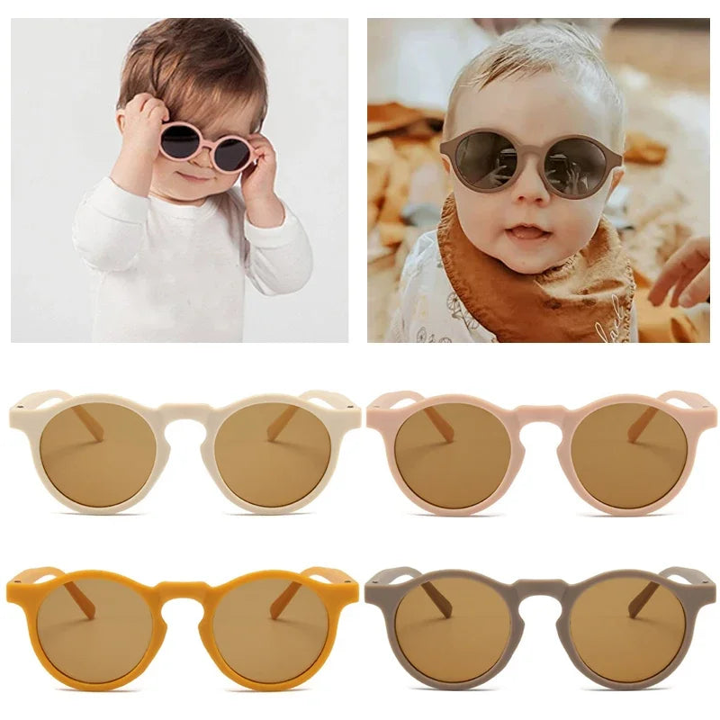 New Fashion Children Glasses Vintage Round Outdoor Sun Protection Sunglasses Baby Girls Acrylic UV400 Sunglasses Kids Eyeglasses