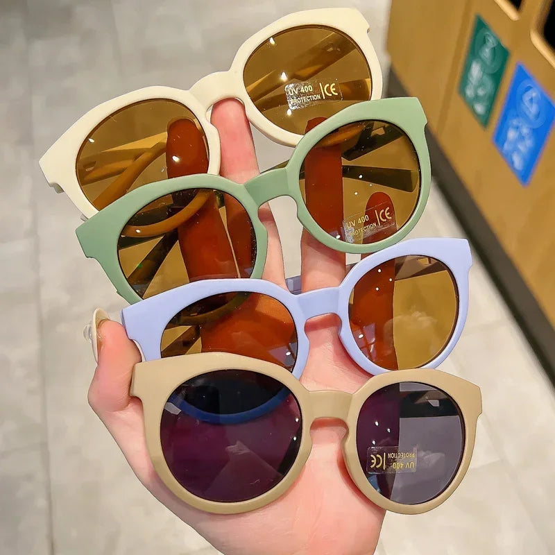 New Fashion Children Glasses Vintage Round Outdoor Sun Protection Sunglasses Baby Girls Acrylic UV400 Sunglasses Kids Eyeglasses